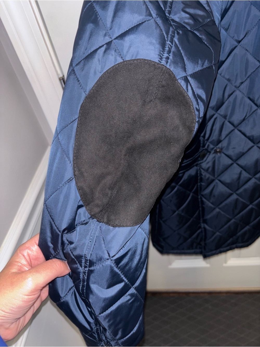 Cole Haan Quilted Navy Utility Jacket with Black Collar - Picture 5 of 7